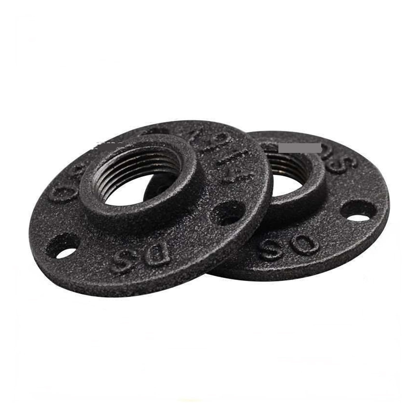 Ozliyy One Color 6Pcs Cast Iron Flanges Thread Flange Piece Hardware Bsp Malleable Pipe Fittings Wall Mount Floor Antique 3 Hole(3/4")