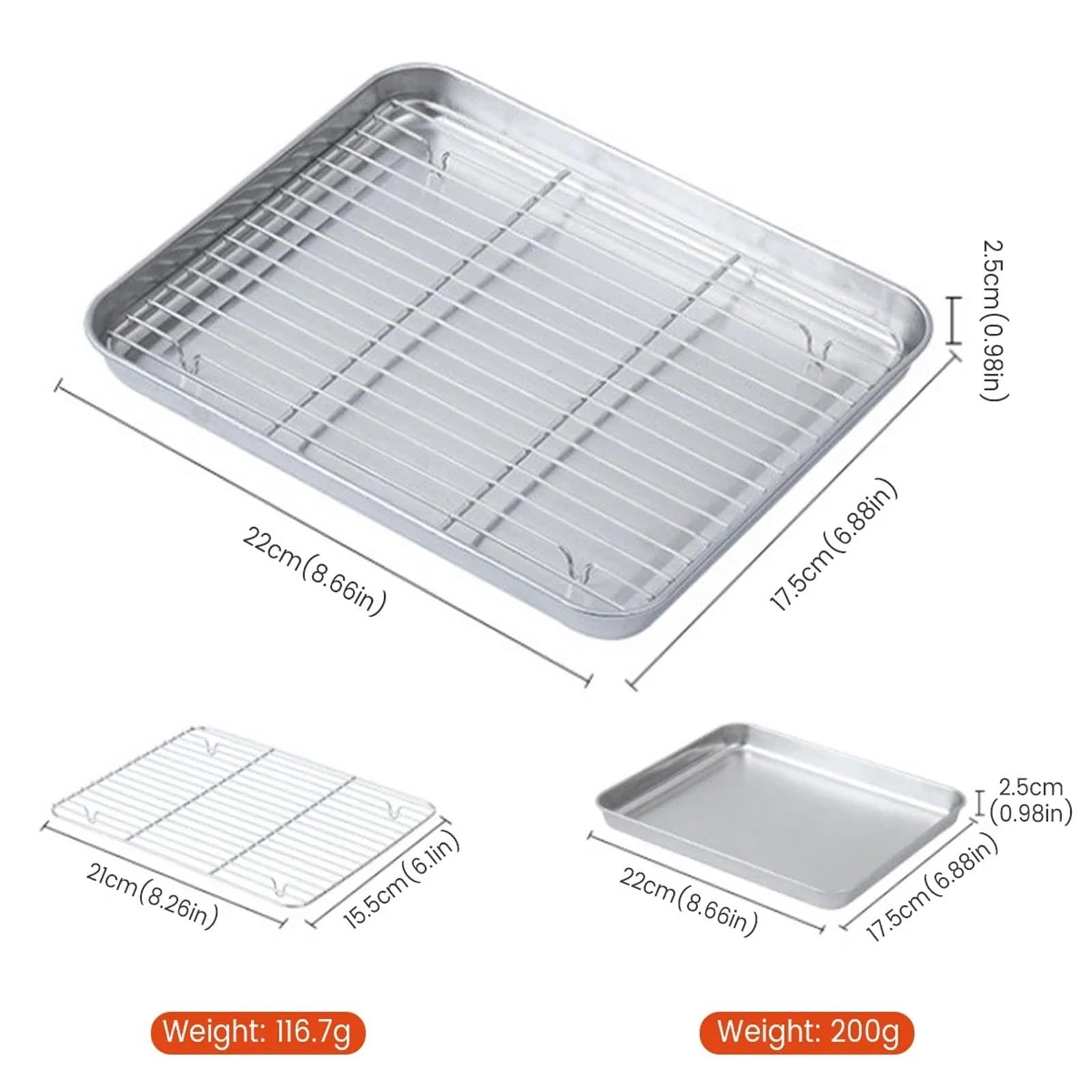 Bandeja para Hornear de Acero Inoxidable con Rejilla de Alambre, Accesorios de Cocina para Barbacoa