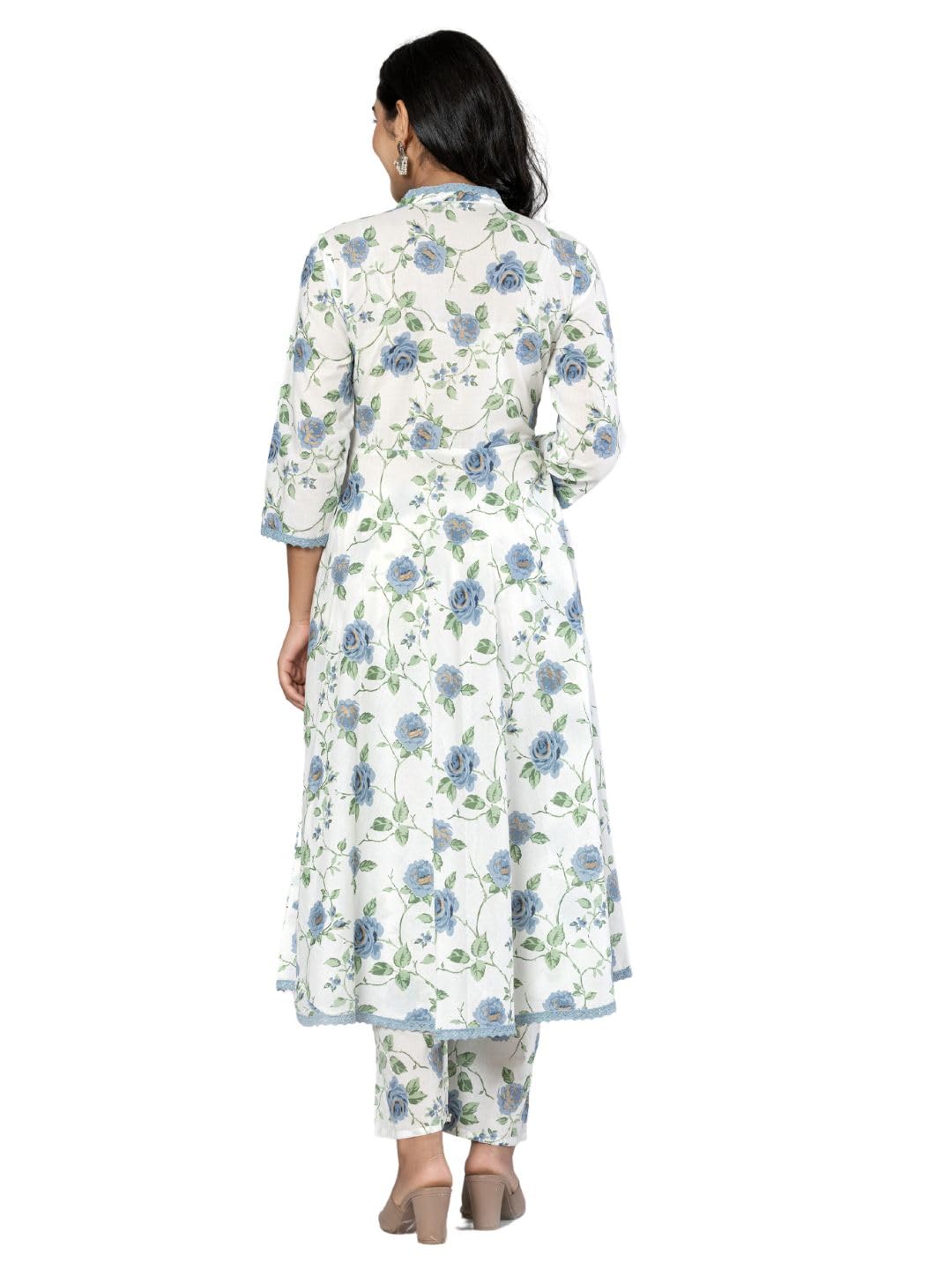 Amayra Women's Cotton Printed Anarkali Kurta with Palazzo Pants and Dupatta - Image 10