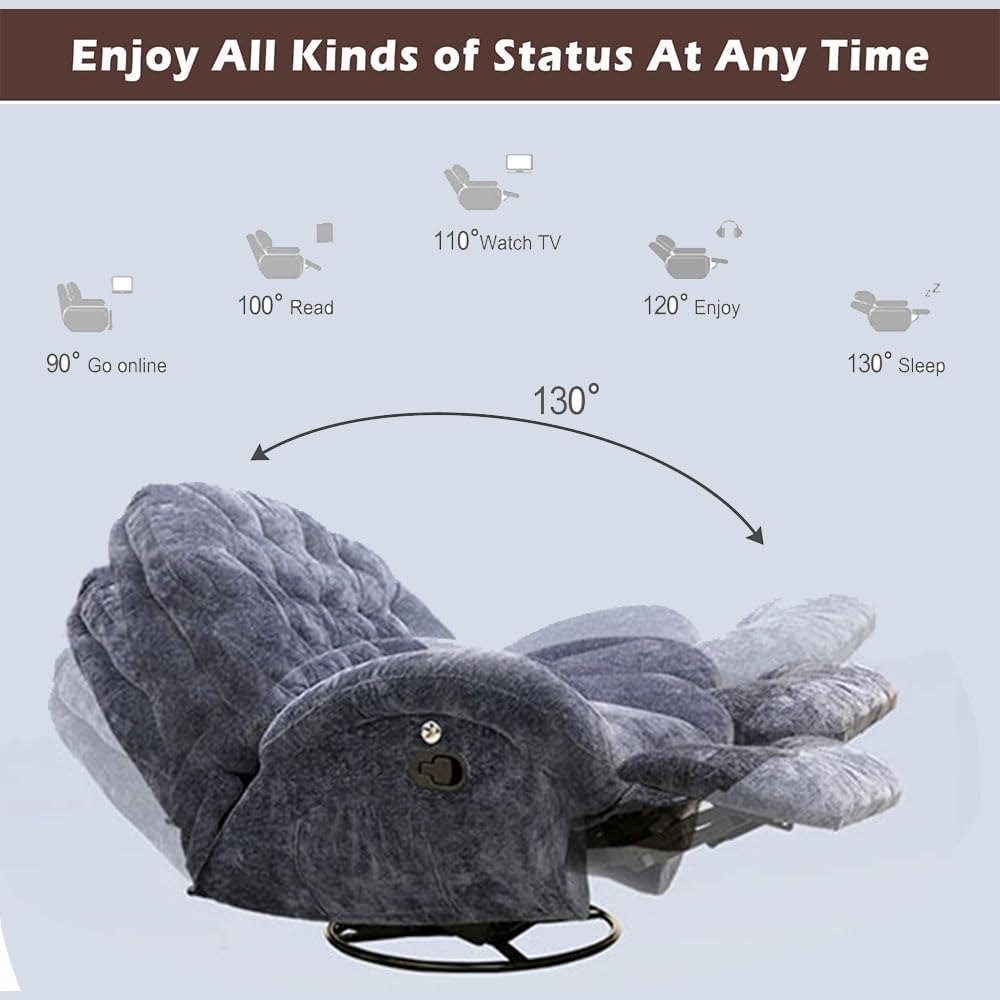 Electric Recliner Chair with USB Charge Port and Cellphone Holder - Oversized Single Rocking Chair for Nursery Living Room - Green Swivel Glider Lazy Sofa Chair for Office Bedroom 6 61ZG0LSOPIL. AC SL1000