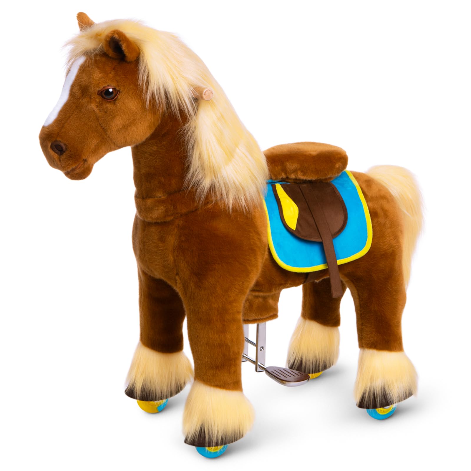 PonyCycle Prémium Modèle X Cheval Jouet Mécanique à roulettes avec Frein (Cheval Brun/Taille 4 pour 4-7 Ans) Poney Scooter pour Enfant X46