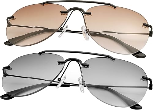 Miniatura 1 de Devirld Bifocal Reading Sunglasses UV400 Protection Sun Readers Aviator Anti Blue Light Tinted Glasses for Men Women-2 Packs