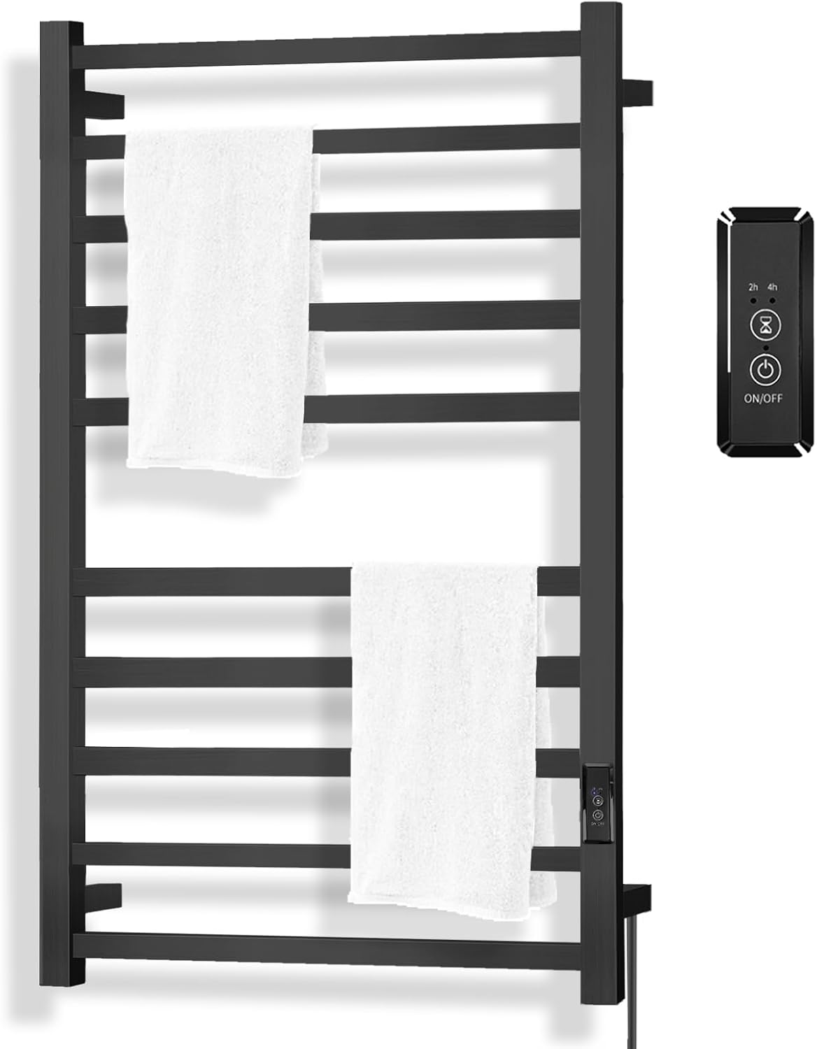 Towel Warmer for Bathroom, Heated Towel Warmer Rack Wall Mounted, 10 Bar Large Electric Hot Towel Rack with Built-in Timer, Plug-in, Fast Heating, Nickel Silver