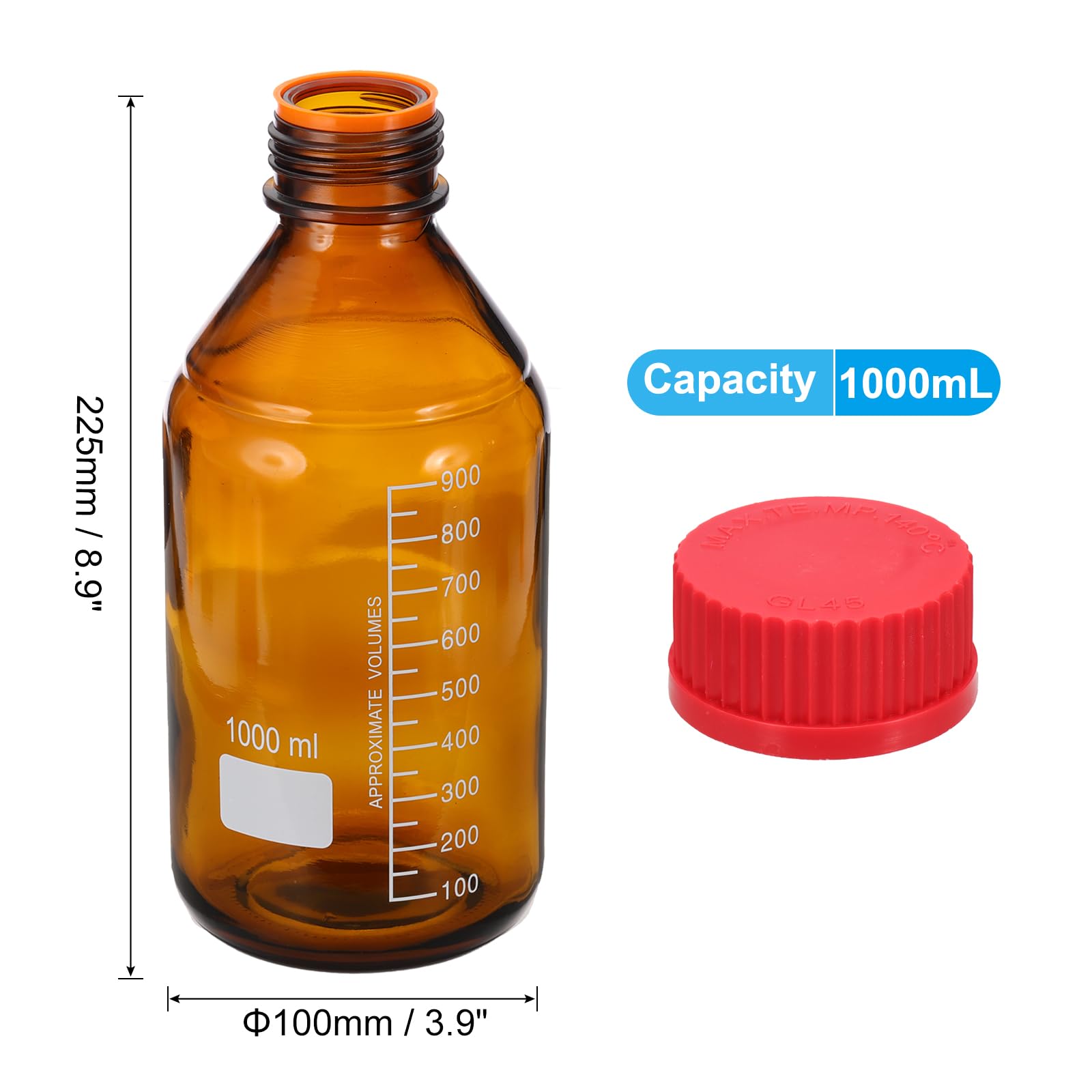 PATIKIL Bottiglie di Conservazione Media rotondo 1000ml per Liquidi Marrone