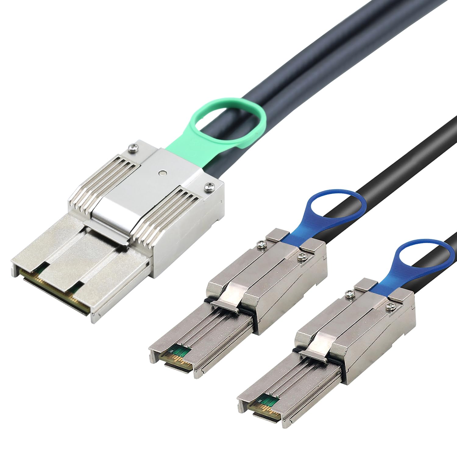 Câble d'assemblages actifs en alliage de zinc Dual Express iPass Mini SAS HD SFF-8088 8 x 68P haute vitesse I/O mâle vers 2 x SFF-8088 26P mâles