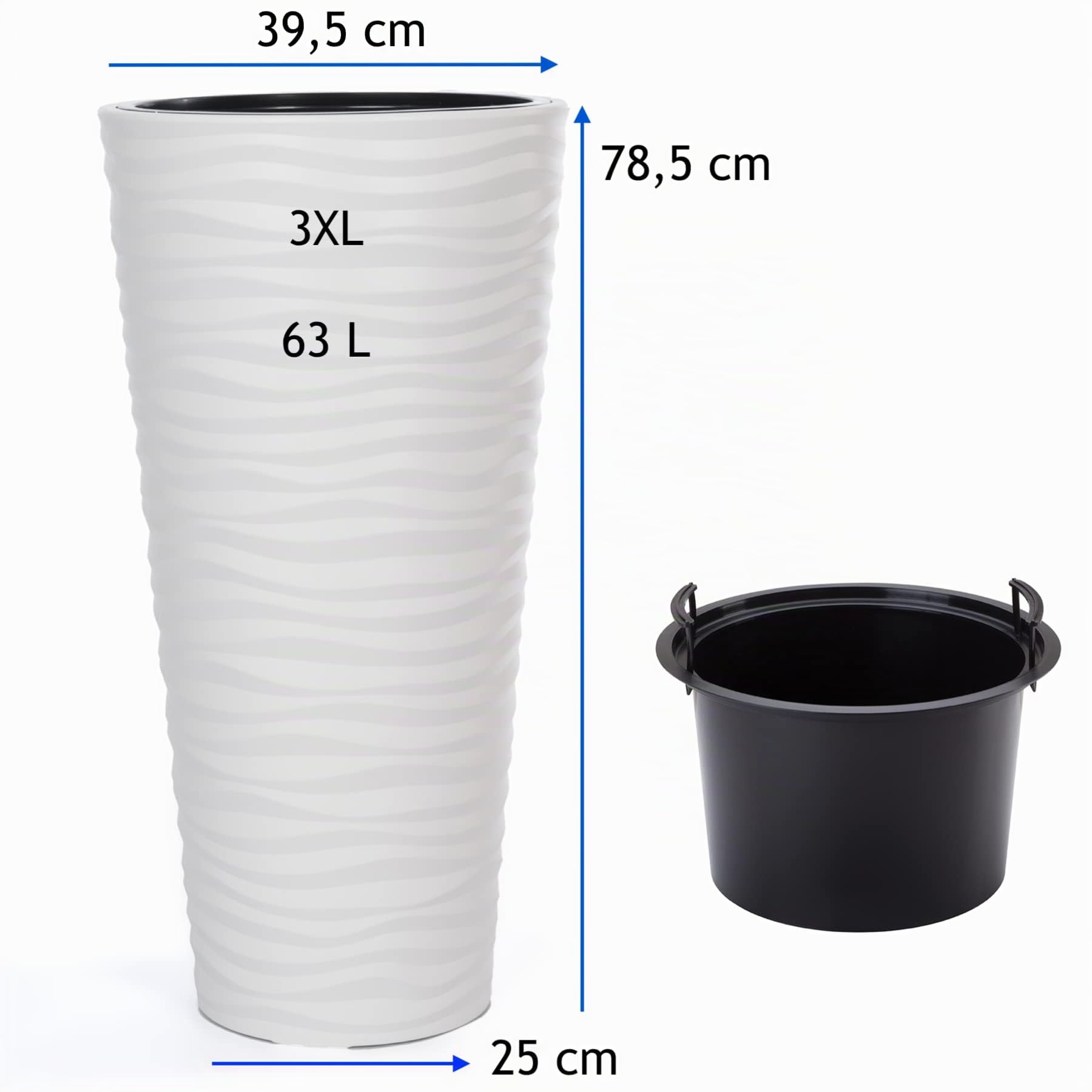 MELTOM Lot de 2 Pots de Fleurs Ronds Fins Effet 3D XXL 3XL