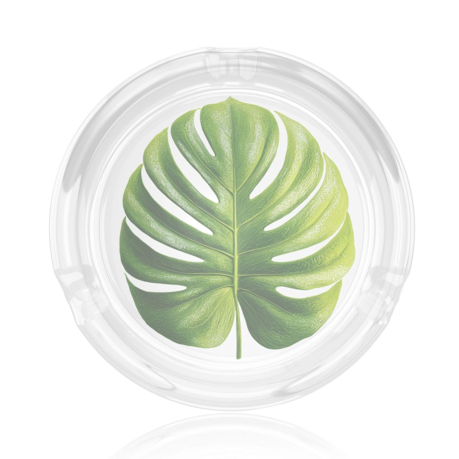 Single Monstera Delisiosa Leaf Texture Glass Ashtray For Cigarettes Ash Trays Case For Home Office Decor