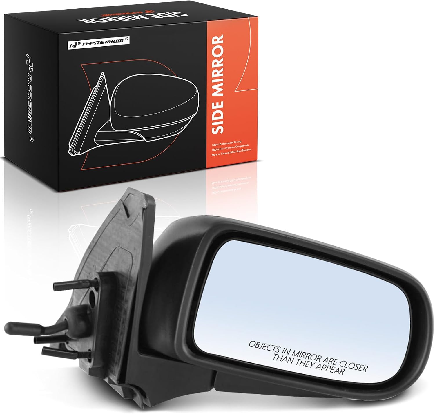 A-Premium Passenger Side Manual Door Mirror - Compatible with Mazda Protege 1999 2000 2001 2002 2003 - Non-Heated Manual Folding Black Outside Rear View Mirror