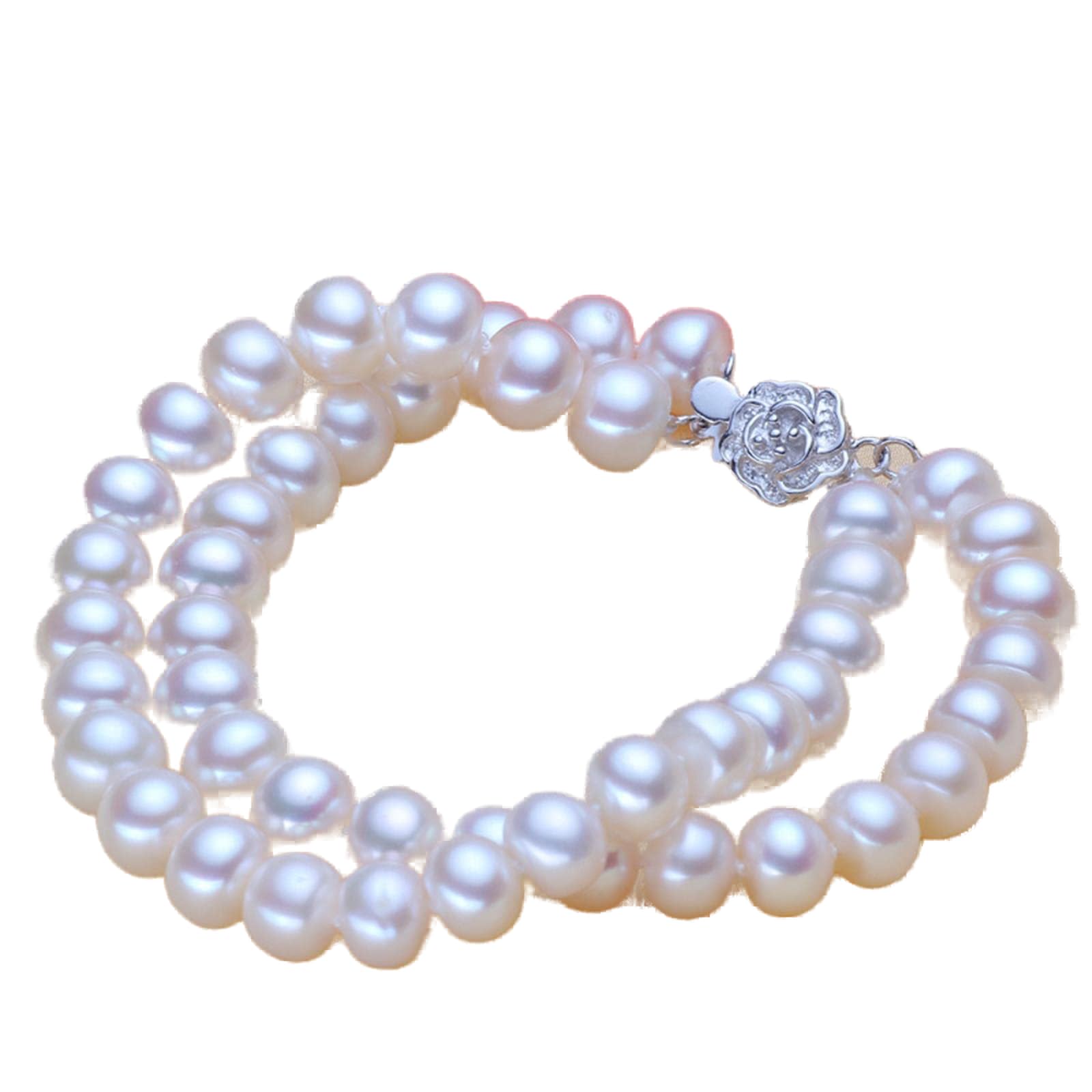 LOKILOKI Braccialetto di Vera Perla Naturale per Le Donne Braccialetti Fatti A Mano di Gioielli di Perle d'Acqua Dolce 2 File Nuovo Regalo