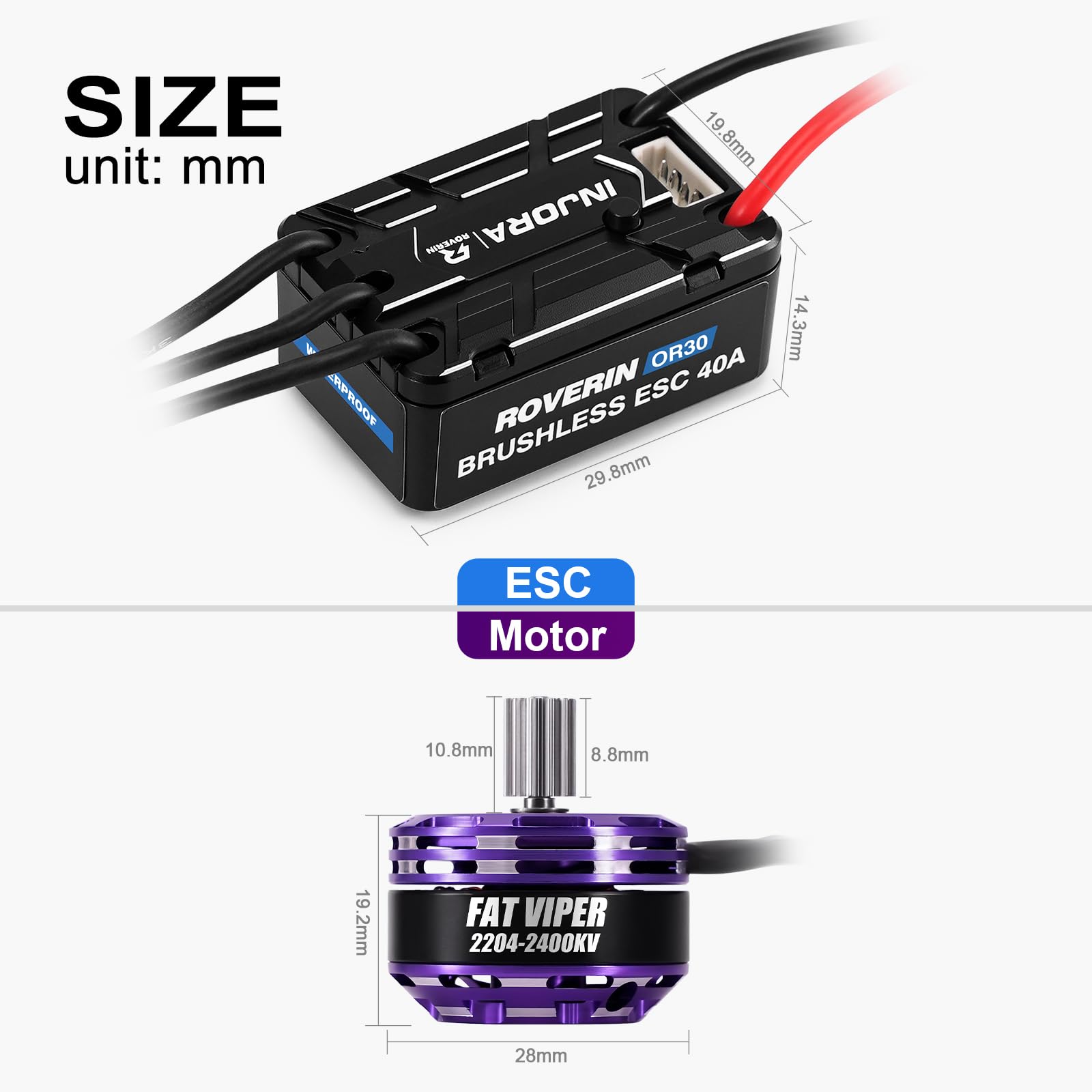 INJORA Roverin OR30 ESC Senza Spazzole & Motore 2204 Fat Viper per TRX4M