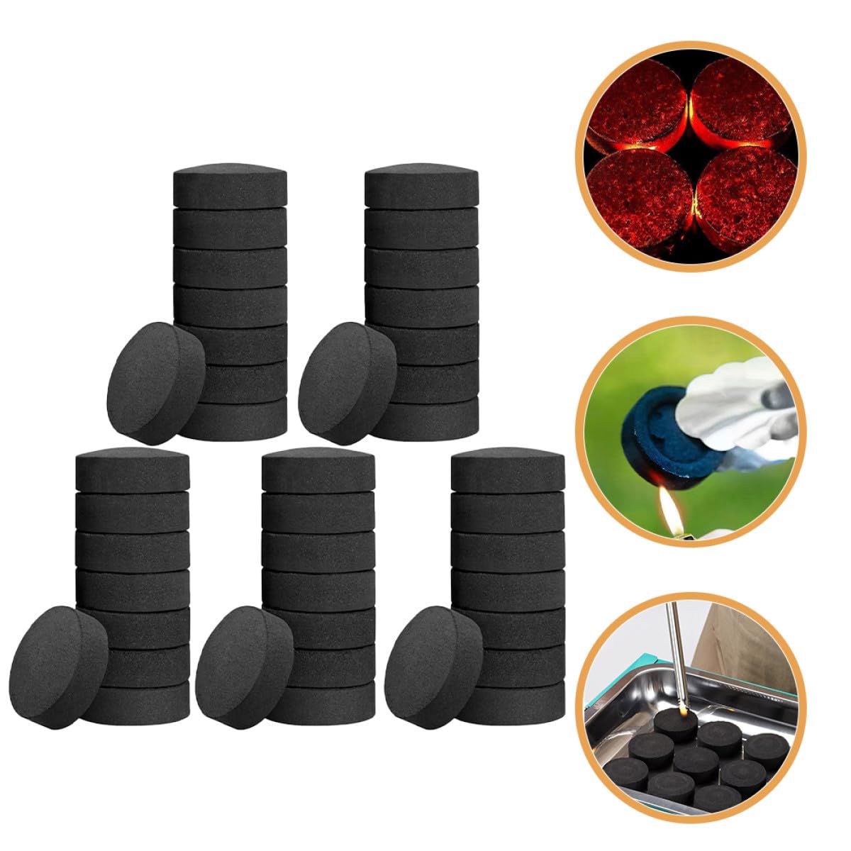 Alasum 70 Pastillas de Carbón para Barbacoa Multifuncional, Encendido Rápido, Carbón Ligero y Fácil de Usar para Parrilla al Aire Libre y Camping