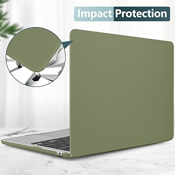 TWOLSKOO Case for MacBook Air 15 inch M5 M4 M3 M2 (2026-2023) A3448 A3241 A3114 A2941, Hard Shell Case & Screen Protector & Keyboard Cover & Trackpad Film & USB-C Adapter, Avocado Green