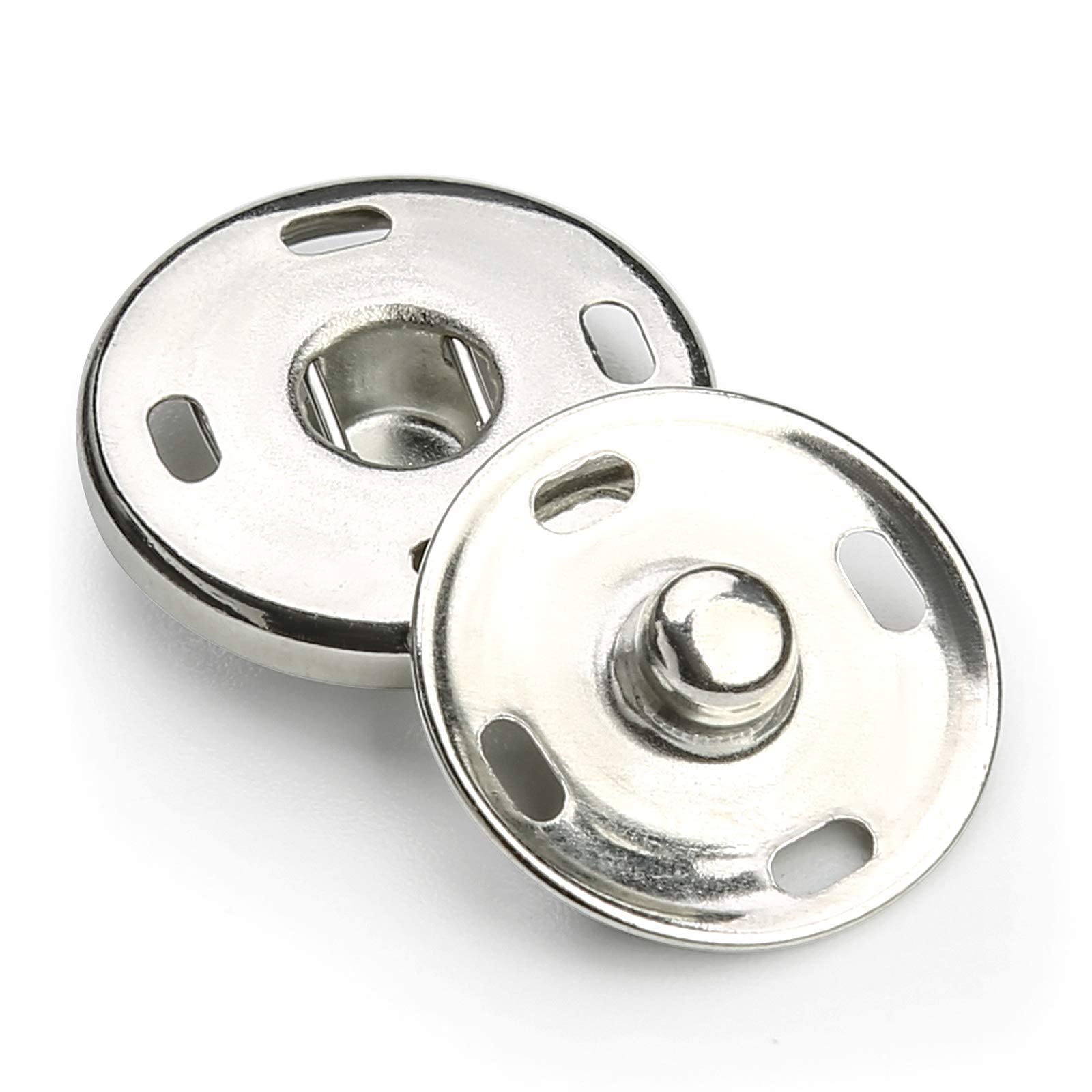 100 Sets Snap Fasteners Metal Press Studs Sew on Snap Button for Clothes Sewing Craft DIY Craft Projects (15MM)