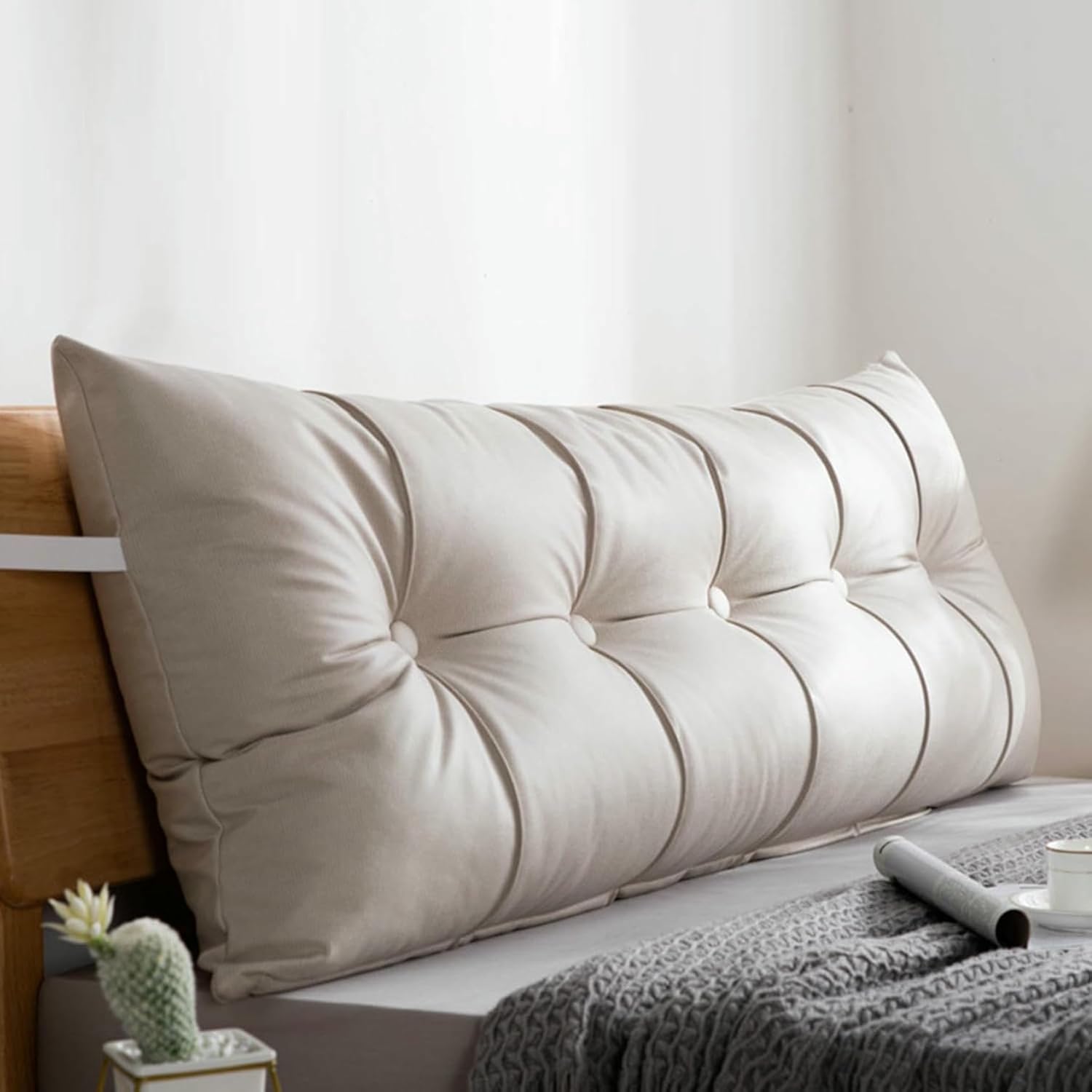 Soft Reading Bed Rest Pillow,Long Headboard Backrest Large Bolster Wedge Pillow Solid Color Neck/Back/Lumbar Support Pillowboard Dorm Daybed Cushion~/