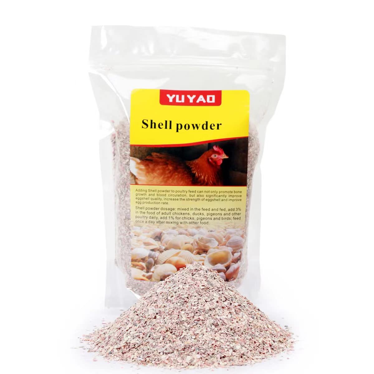 YU YAO Crushed Shells，Egg-Laying Chickens，2LB (Particles (1-2mm))