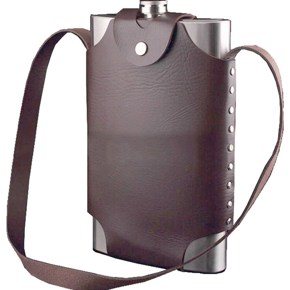 Danlai As Shown 64Oz Hip Flask With Leather Cover Bag Outdoor Portable Flagon Wine Pot For Alcohol Whiskey Metal Bottle Flask Storage Bag