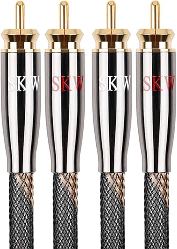 Miniatura 1 de SKW Audiophiles RCA Cable 2RCA macho a 2RCA macho HiFi Cable de interconexión con diámetro 0.276 in 3.2ft1M