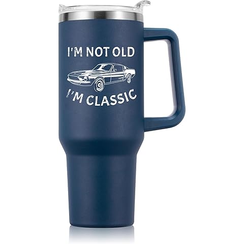 NOWWISH 40oz Tumbler with Handle and Straw for Men, I am Not Old Funny Christmas Gifts for Dad Husband Grandpa, Large Insulated Mug, Stocking Stuffer Idea - Navy Blue​
