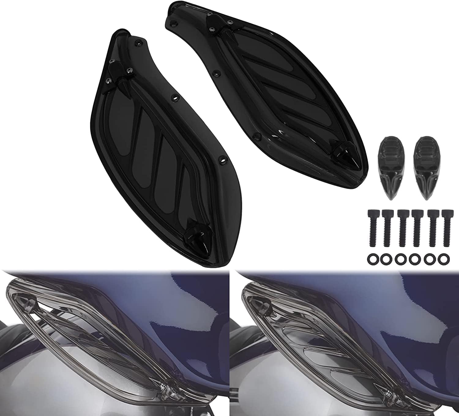 Upper Fairing Windshield Side Wing Air Deflectors Fit for Harley Touring Electra Glide Street Glide Trike 1996–2013 Black