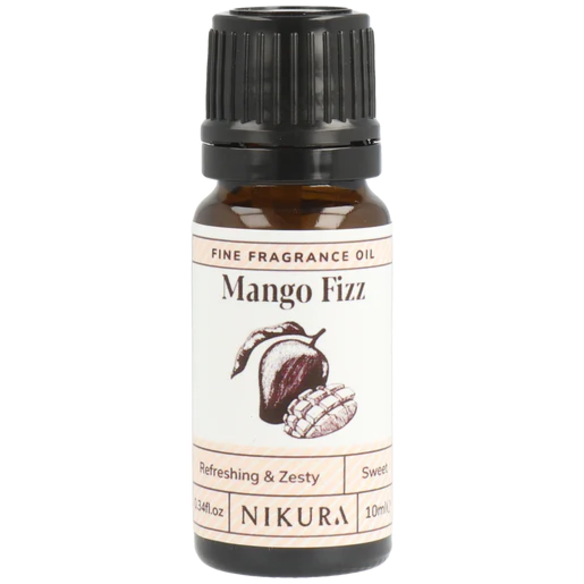 nikuraMango Fizz Fine Fragrance Oil - 10ml | Perfect for Soap Making, Candle Making, Wax Melts, Diffuser, Burner | Great for use in Bath Bombs, Perfume Oil, Perfume Scents | Vegan & UK Made