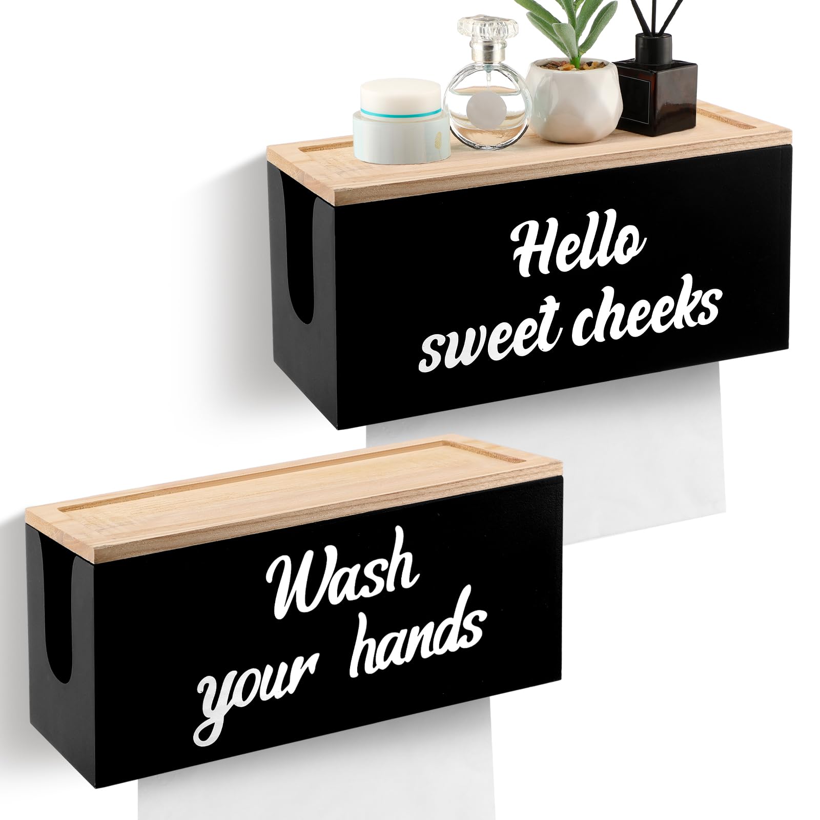 Distributeur mural bois essuie-main salle de bain cuisine bureau x2
