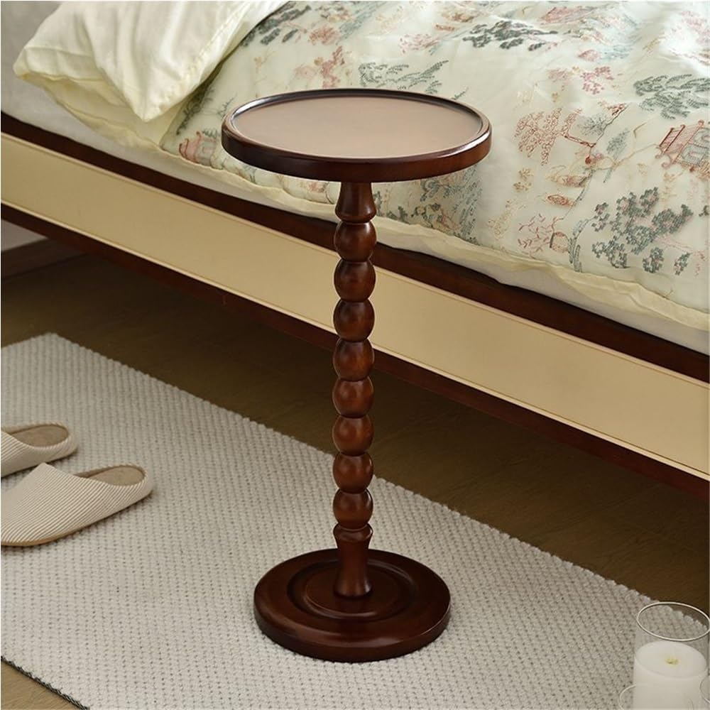 Wooden Side Table, Round Pedestal Table for Home, Modern Drink Tables, Multifunctional End Table Use in Living Room, Bedroom and Dining Room(Medium)