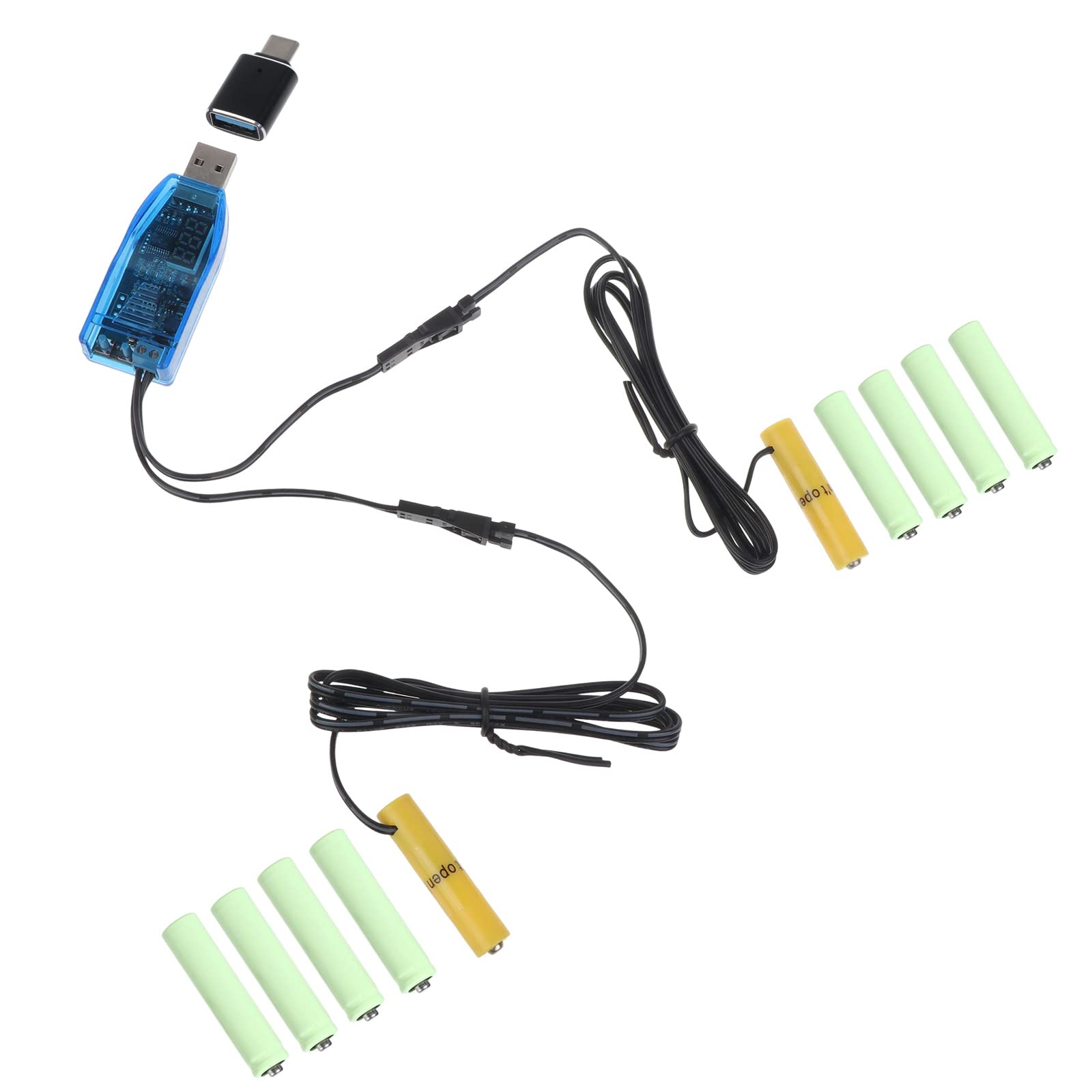 1 to 2 USB to 1.5V 3V 4.5V 6V 9V 12V Adjustable Voltage LR03 AAA Battery Eliminators Replace 1-8pcs AAA Batteries for Toy LED Lamp