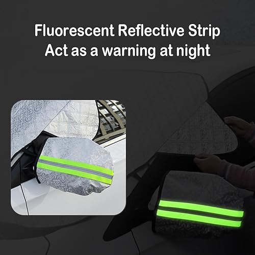 Miniatura 6 de Película de aluminio para parabrisas de automóvil con cubierta de espejo retrovisor, cubierta de parabrisas delantero grueso de 4 capas para hielo y