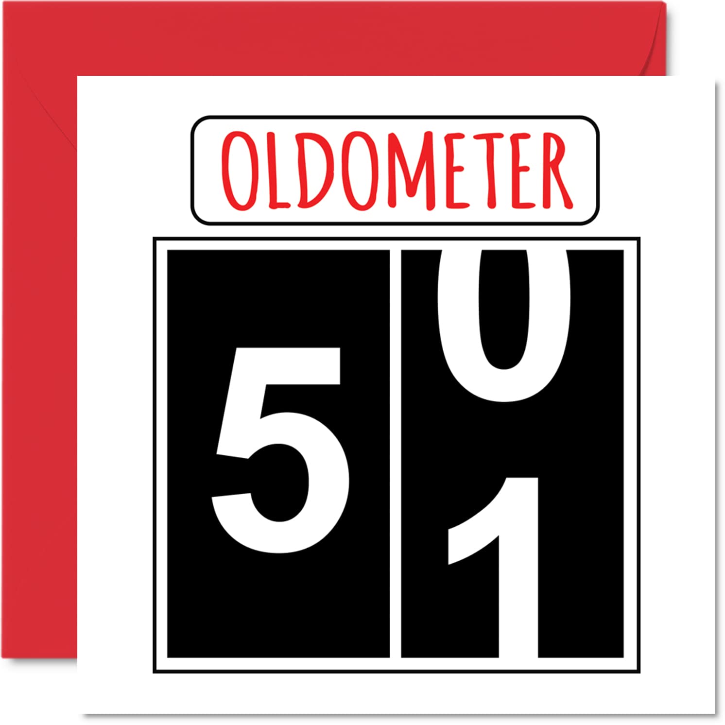 Fun 51st Birthday Cards for Men Woman - Oldometer - Happy Birthday Card for Dad Mum Grandad Nanny Grandma Uncle Auntie Cousin Friend, 145mm Greeting Cards, 51st Card