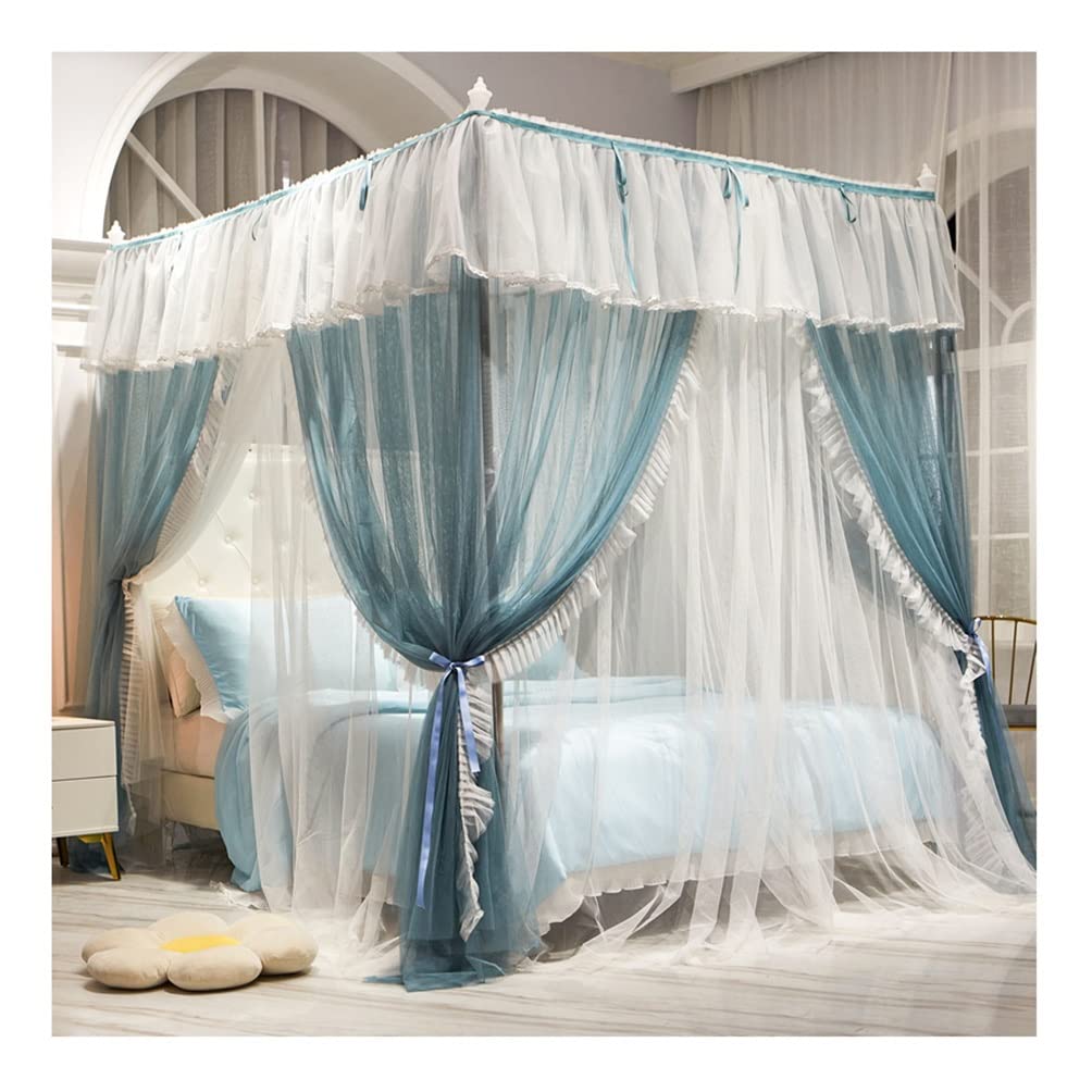 Doppelschichtbett -Baldachin Moskitonetz, 4 Ecke Postplakat Prinzessin Bett Vorhang Baldachin Moskitonetz für Mädchen Erwachsene (Farbe: Grün, Größe: 150x200cm/59x79in)