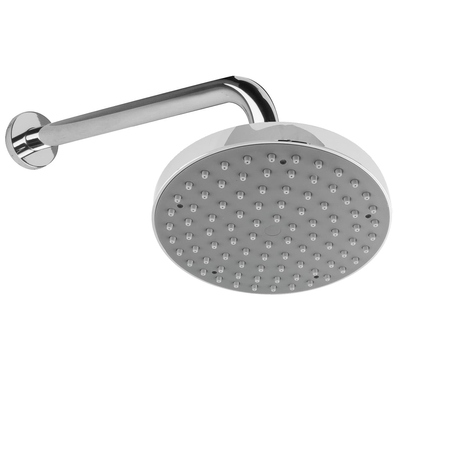 Ducha de Lluvia Redonda con Soporte de Pared, Cabezal de Ducha Ø 20 cm, Latón y Plástico, Cromado, Antracita, Brazo 33 cm