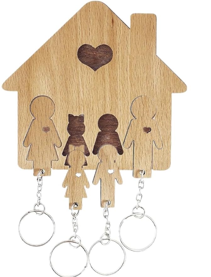 JR Maderas Llaveros Pareja de Madera - Colgador Llaves Pared de Madera - Regalos para Parejas Aniversario - Llaveros Casa Nueva Regalos Originales para Mujer y Hombre - Llavero de Pared para un Hogar.