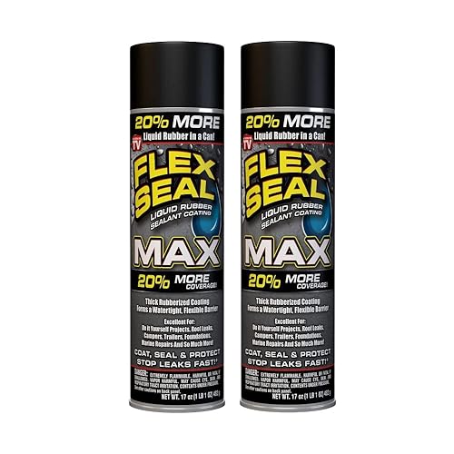Flex Seal Paquete de 2 unidades negras de 17 onzas para evitar fugas al instante, revestimiento sellador impermeable para canalones, RV, techo,