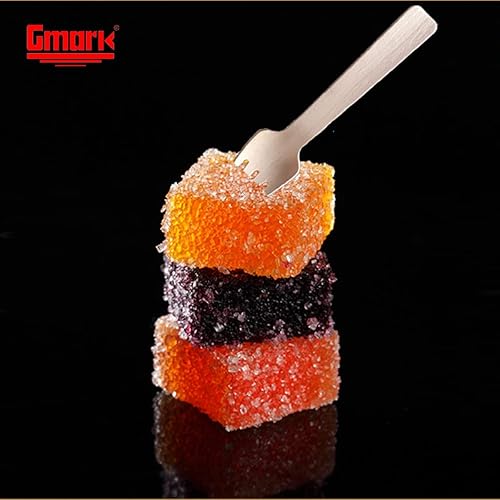 Miniatura 4 de Gmark 4 "Mini tenedor de madera 100 ct, cuchara de tenedor de madera de abedul biodegradable compostable 2 en 1 utensilio (100 unids/bolsa) GM1058A