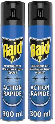 Raid Aérosol Volants - Répulsif Moustiques et Moustiques Tigres -