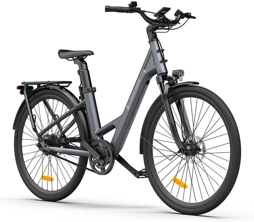 ADO Air28Pro Electric Bike, 28" Ebikes for Adults, Electric Bicycle With Belt Drive, ECO and SPORT Mode, Shock Absorption, IPX7 LCD Display, APP, 250W, 9.6Ah Removable Battery, Range 100km