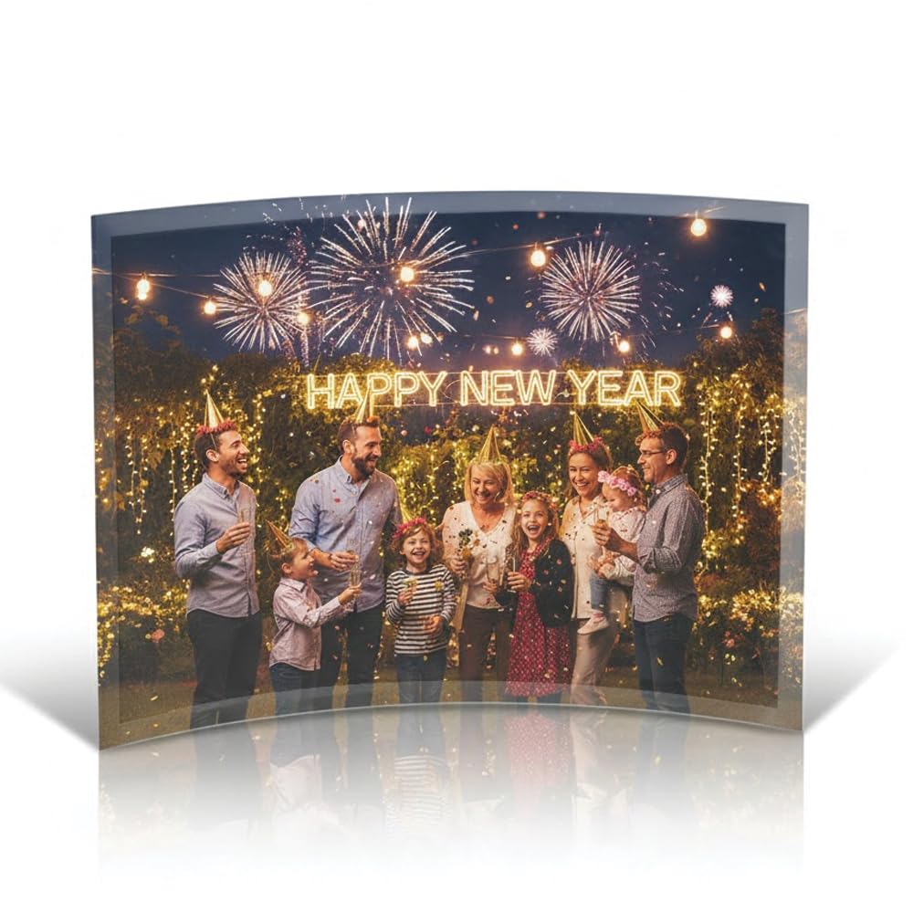 Ice Prints Frameless Curved 7"x5" Glass Photo Prints, TableTop, Self Standing| Personalized Image Printed Directly Custom Picture On Glass, Ideal Gift For Family,His,Her,Wedding,Christmas