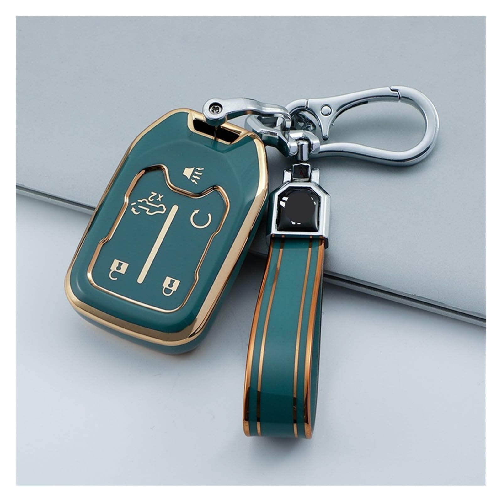 Funda Llave para Yukon XL para Sierra para Terrain para Acadia Funda para Llave De Coche Funda para Mando A Distancia Llavero con Soporte(White Key Chain)