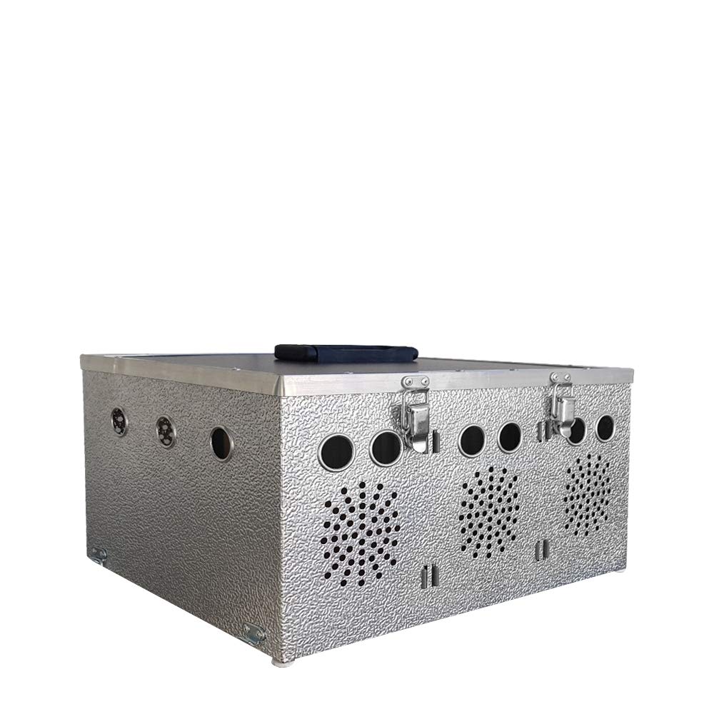 Breker Aluminium Transportbox für Kleintiere – 3 Abteile – Transportkorb mit Einzelverschlüssen – leichte & stabile Tiertransportkiste für Kaninchen, Nagetiere & Geflügel – hygienisch & robust