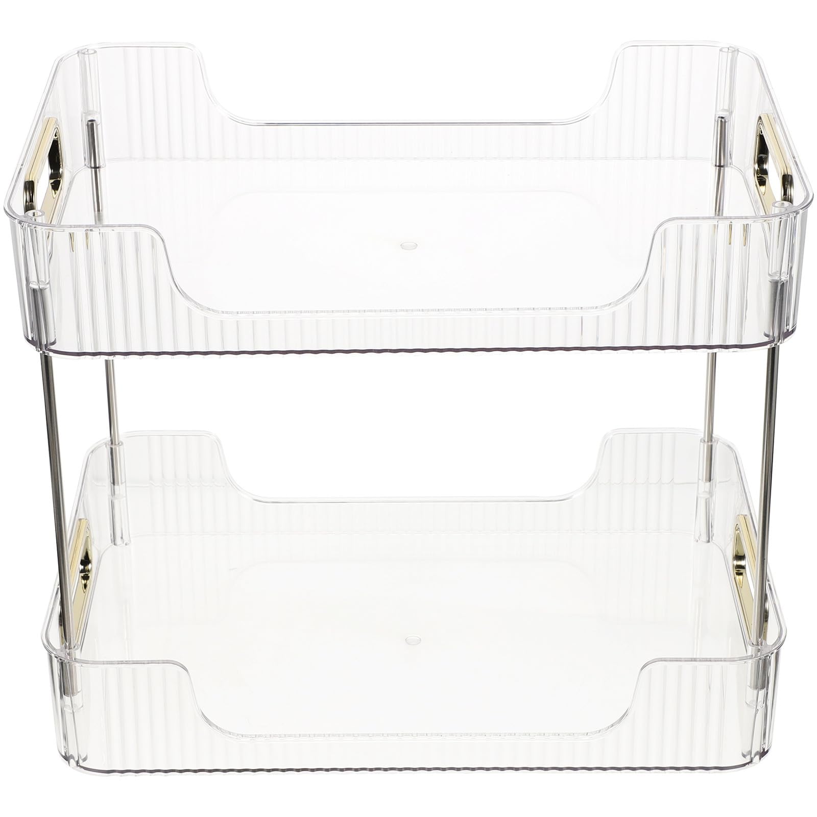 Organizer Bagno Doppio Ripiano Trasparente Portaoggetti Cosmetici Resistente e Spazioso per Lavabo e Toeletta Salvaspazio per Shampoo Detergenti e Prodotti Viso