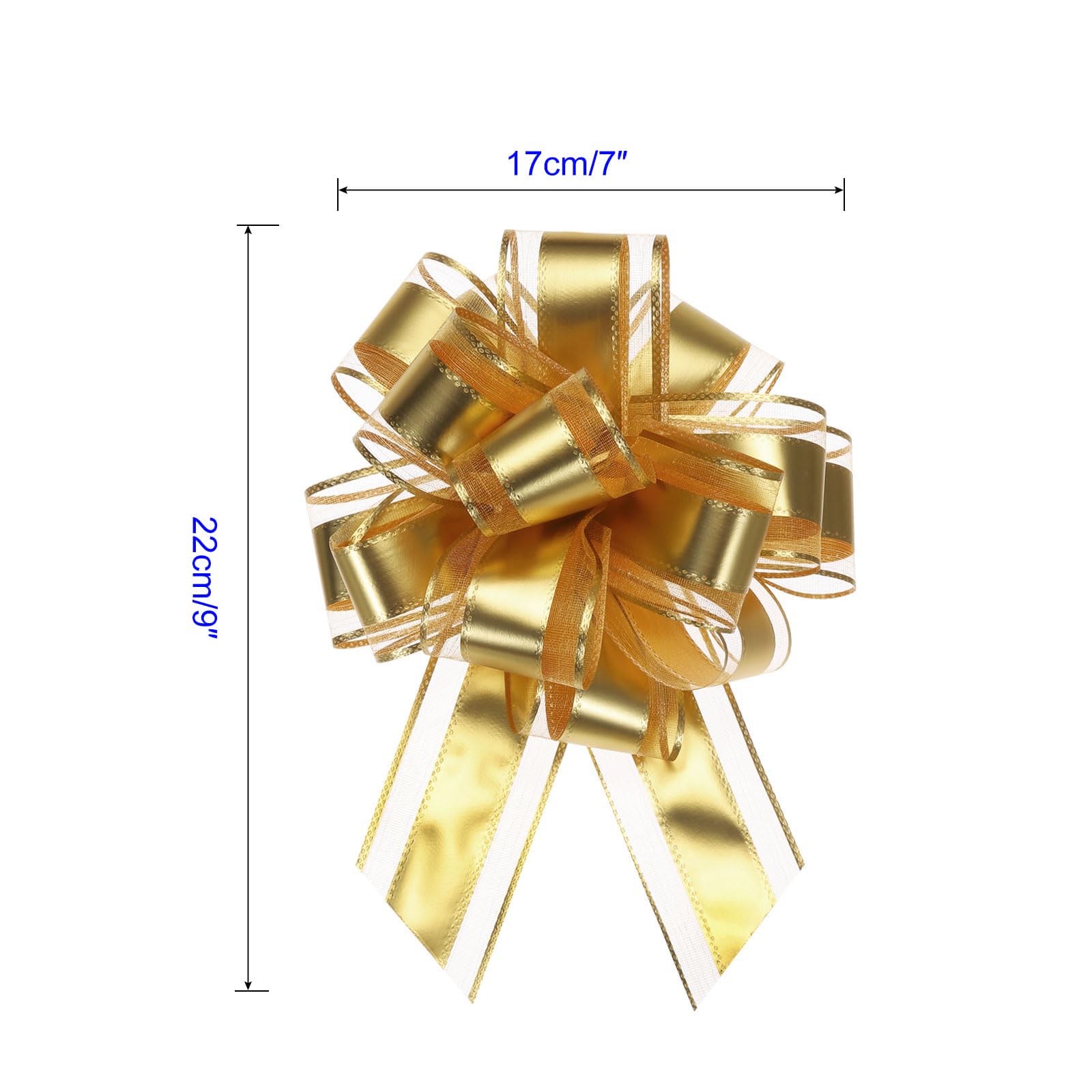Unifizz 12pcs 9 Inch Gold Large Pull Bow Metallic Gift Bows for Wedding Baskets Christmas Party Car Gifts Wrapping - Image 2