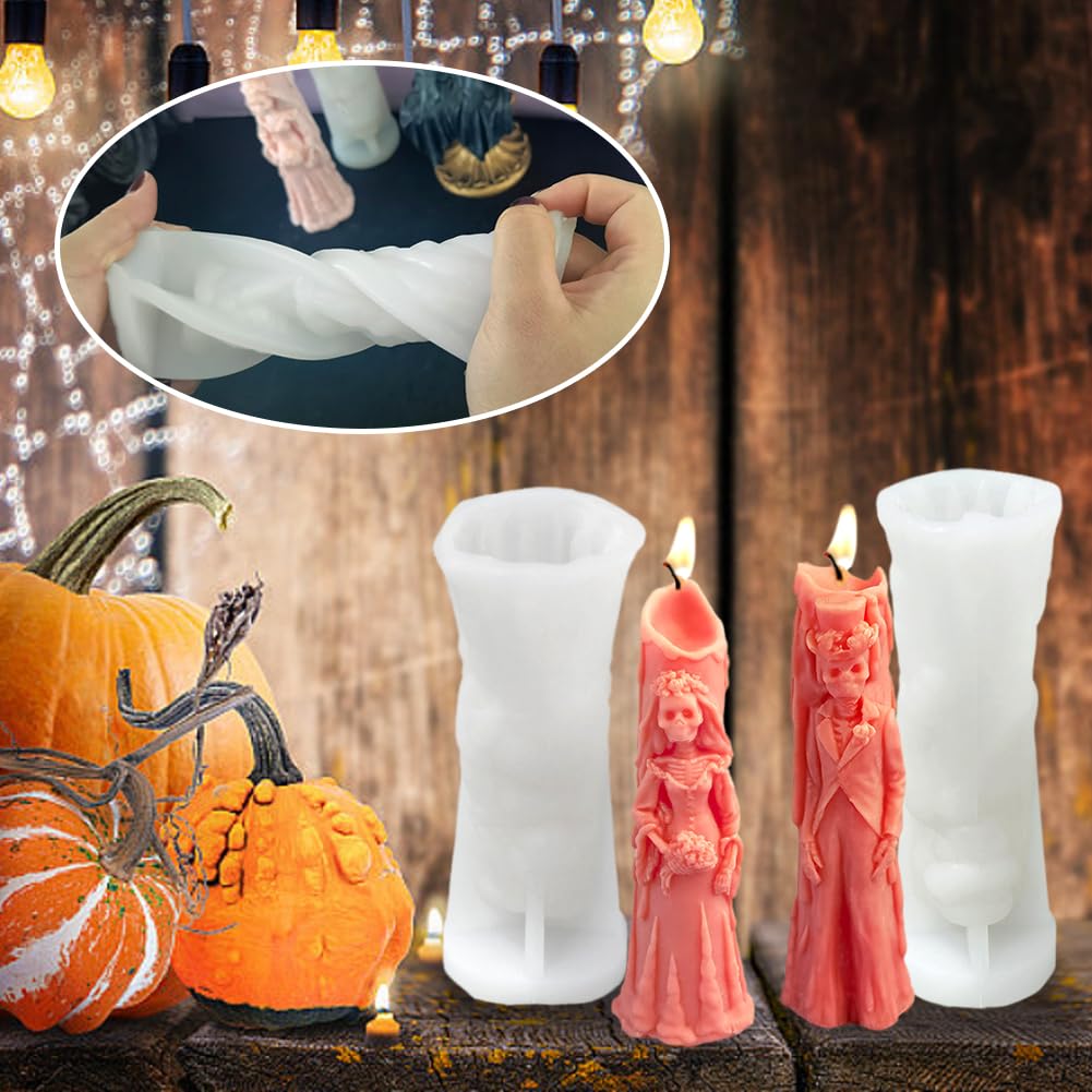 Candela Halloween 2 Pezzi Stampo Candele In Silicone Halloween Fantasma Candle Resin Stampi Per Candele Di Alluminio