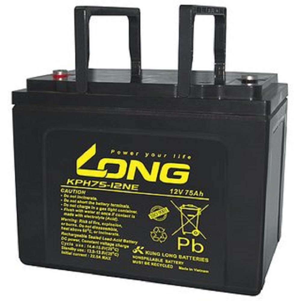 Kung Long KPH75-12NE, batteria al piombo, 12 V, 75 Ah, adatta per sistemi di sicurezza, sistemi di allarme antincendio, impianti ELA, UPS e telecomunicazioni, sistemi di alimentazione di emergenza (75