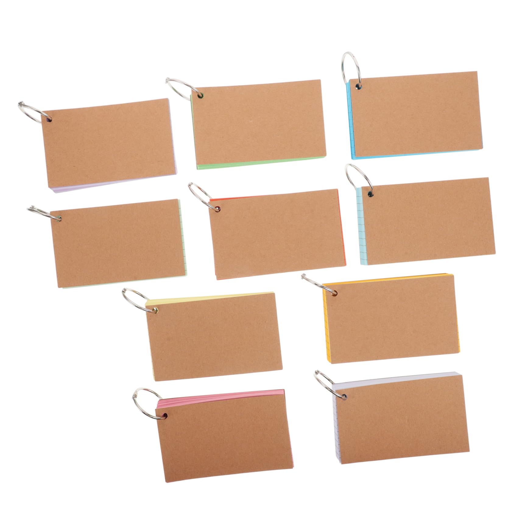 Operitacx 10 Piezas Tarjetas de Estudio Anillo Fichas de Vocabulario Doble Cara con Tarjetas de Notas Ajustables para Trabajo y Reuniones Material Escolar y Oficina