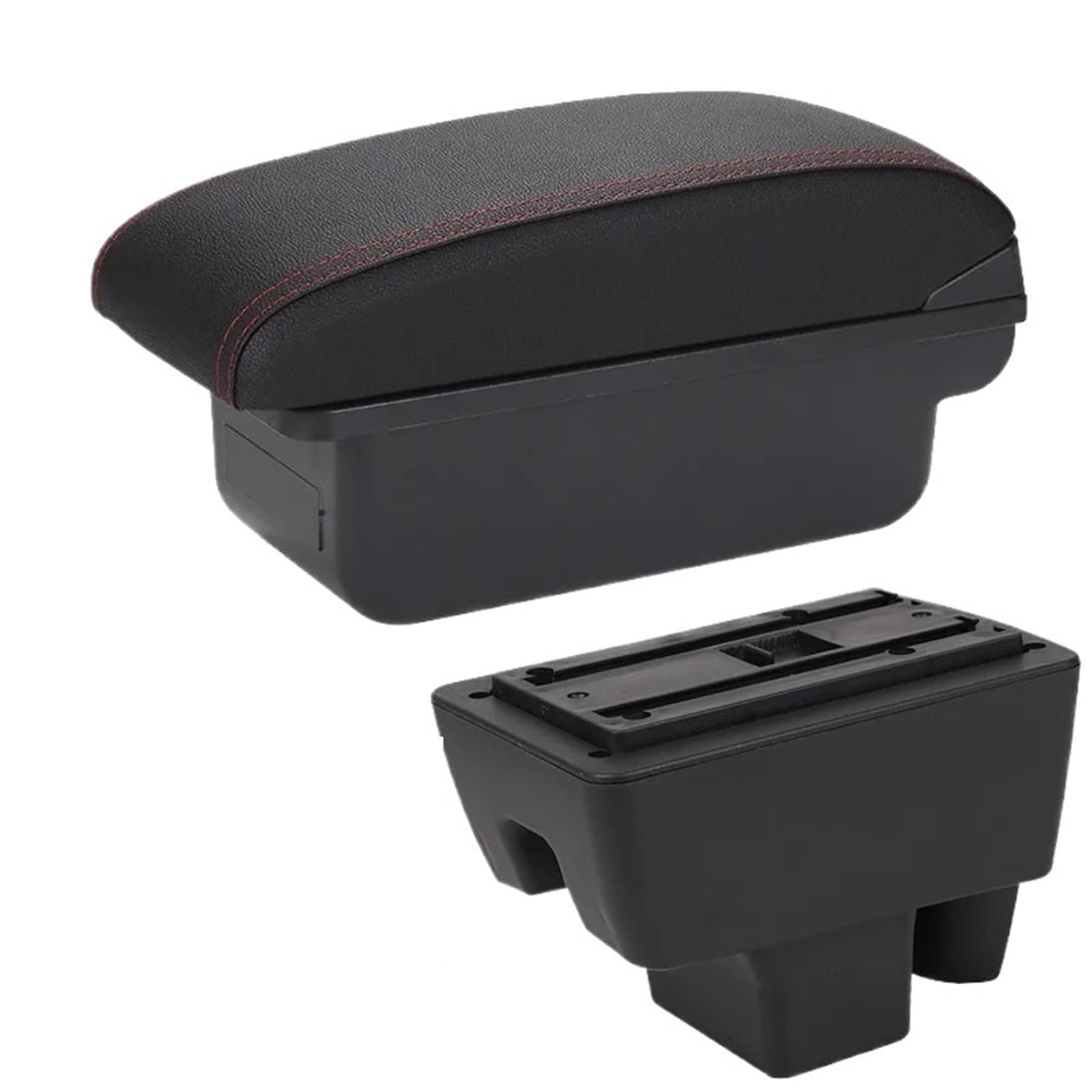 NOKRGQW Car Armrest Box For Polo For Skoda For RAPID Car Armrest Box Retrofit Interior Details Storage Accessories(C1 Black red NO USB)