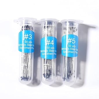 Stainless Steel Specimen Insect Pins - with epoxy Resin Head for Entomology, Lab Dissection and Specimen Collection Pins (#3,4,5)