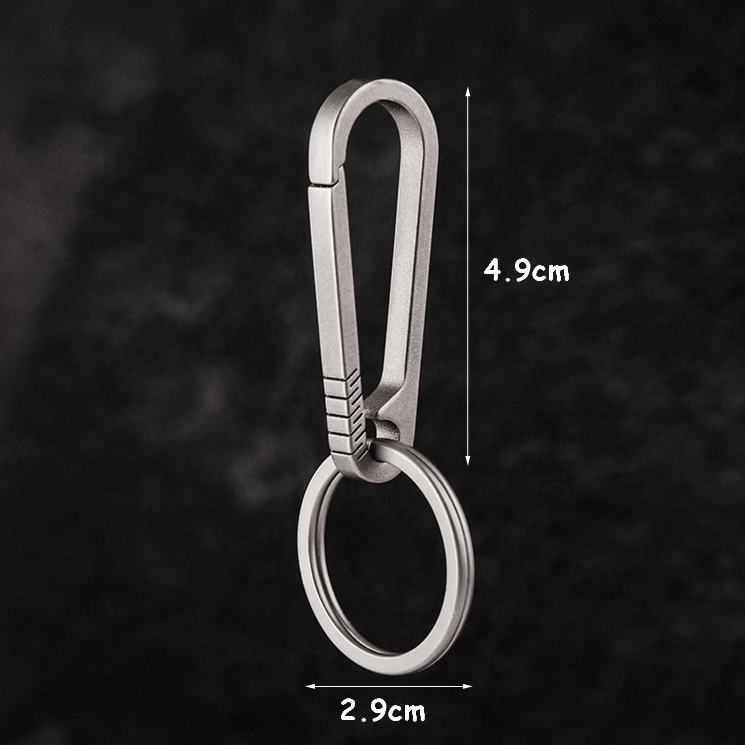 TISUR Titanium ronde karabijnhaak clip, veerhaak sleutelring, kleine sleutelhanger karabijnhaak, met D-ring voor sleutels, grijs-rond, klein