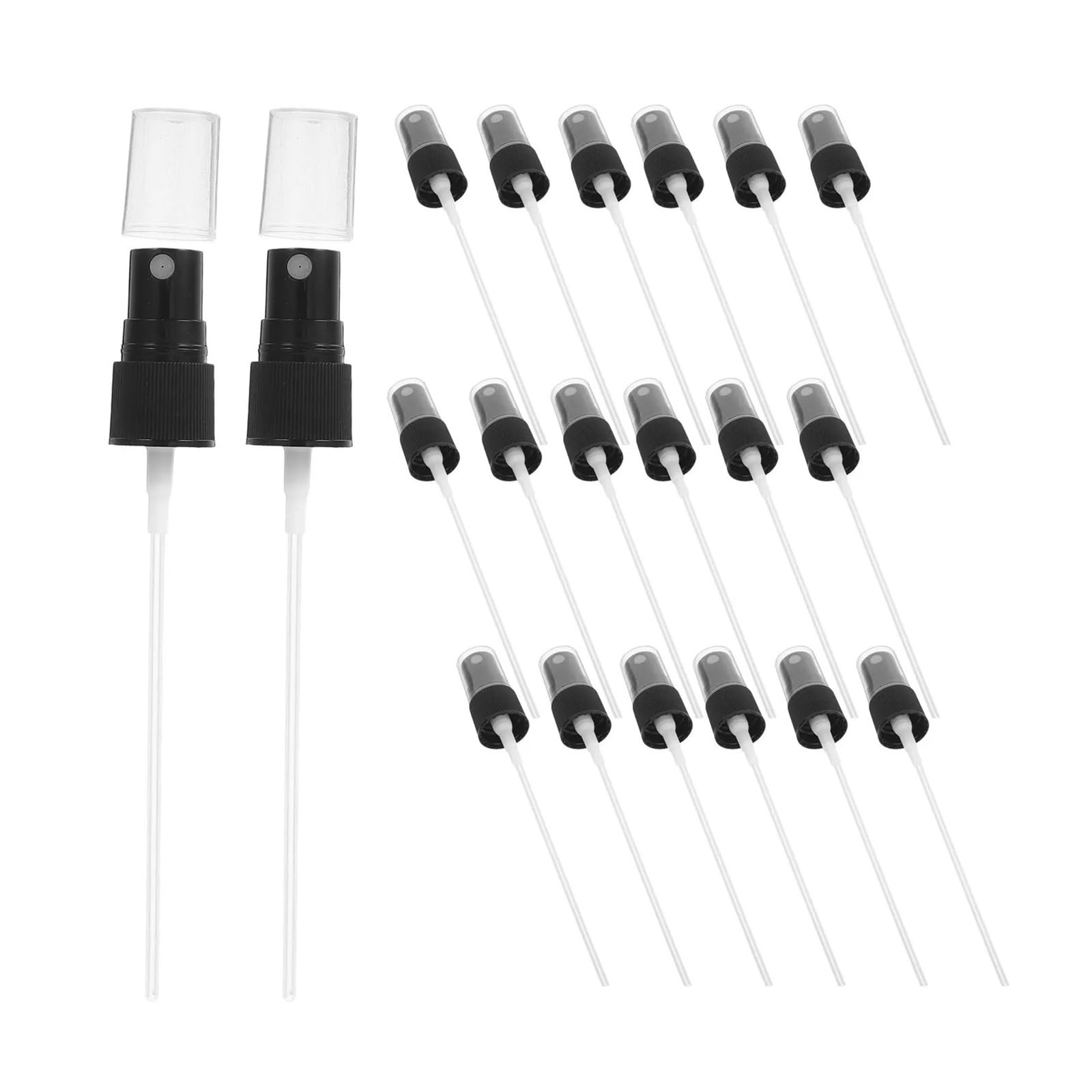 Pulverizador de perfume negro con cabezal de repuesto pack de 20 piezas para viaje