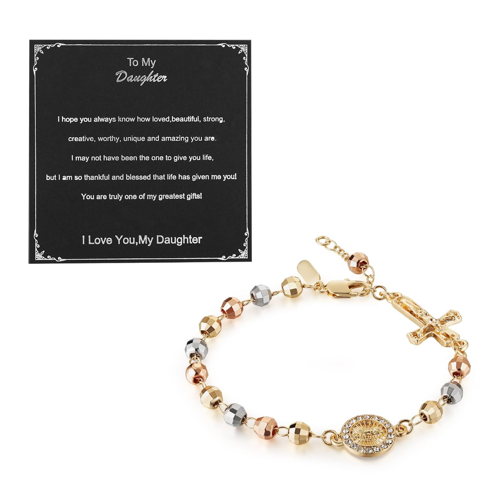 Virgin Mary of Guadalupe Rosary Beads Cross Bracelet Adjustable for Women Girls Jewelry Gift-image-32