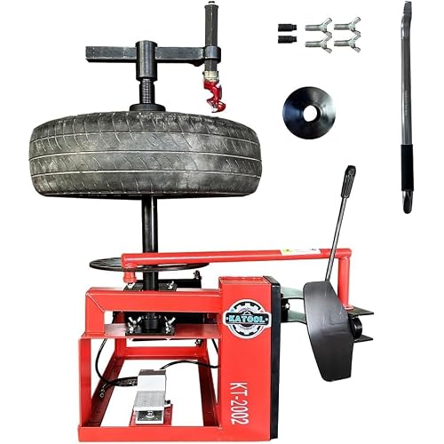 KATOOL 39" Max Wheel Diameter Mini Tire Changer Machine Tire Machine for Road Rescue, Shop Repair, and Home Garage, Red, KT-2002P